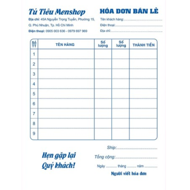 in hoá đơn bán lẻ