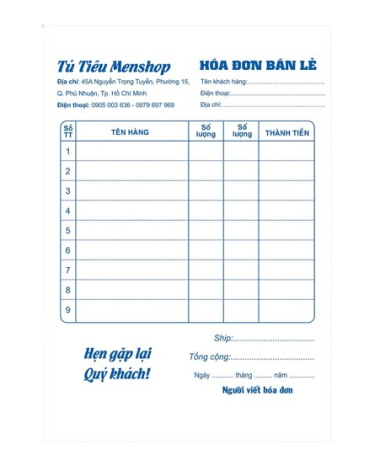 in hoá đơn bán lẻ